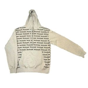 True Religion All Over Print Long Sleeve Gray Pullover Hoodie Men L New